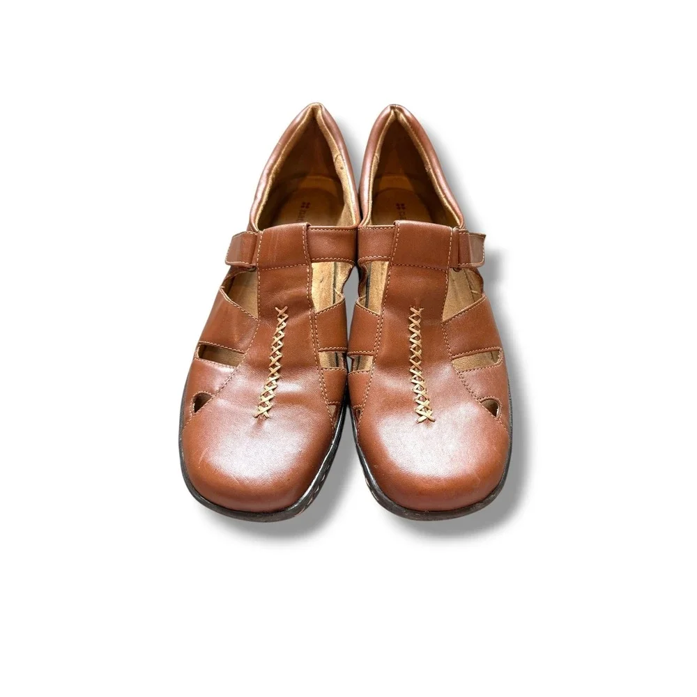 Naturalizer Fisherman Shoes Womens 7.5 Brown Leather Comfort Flats Mary Jane